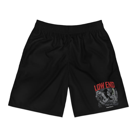 Low End Men's Black Jogger Shorts with 'Low End University' Crest – Athletic Casual Summer Shorts