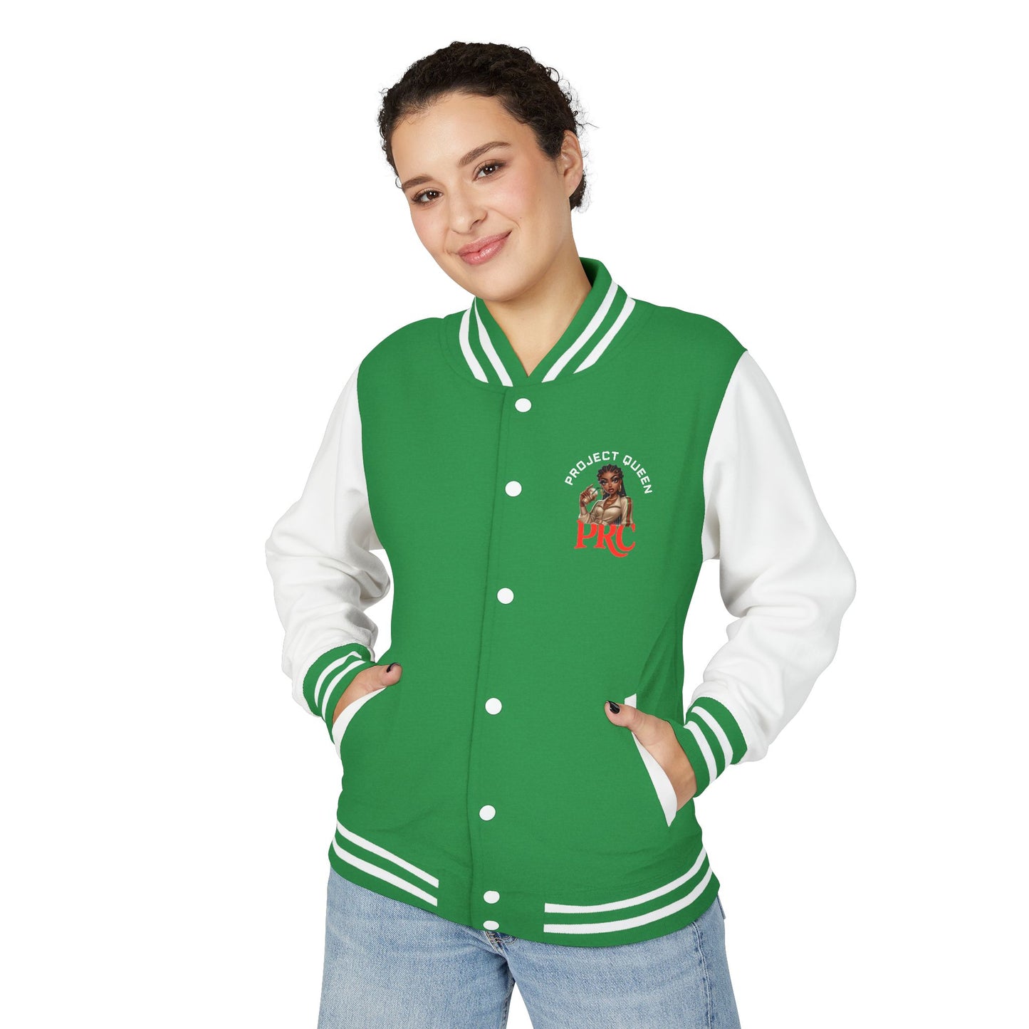 PRC Project Queen Letterman Jacket — Project Roots Co. Green Crest Varsity Jacket