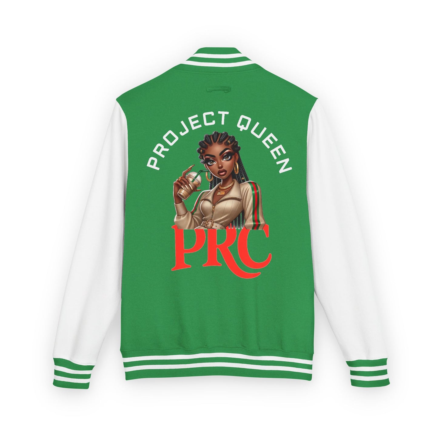 PRC Project Queen Letterman Jacket — Project Roots Co. Green Crest Varsity Jacket