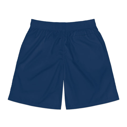LEU Men's Navy Jogger Shorts with 'Low End University' Crest – Athletic Casual Summer Shorts