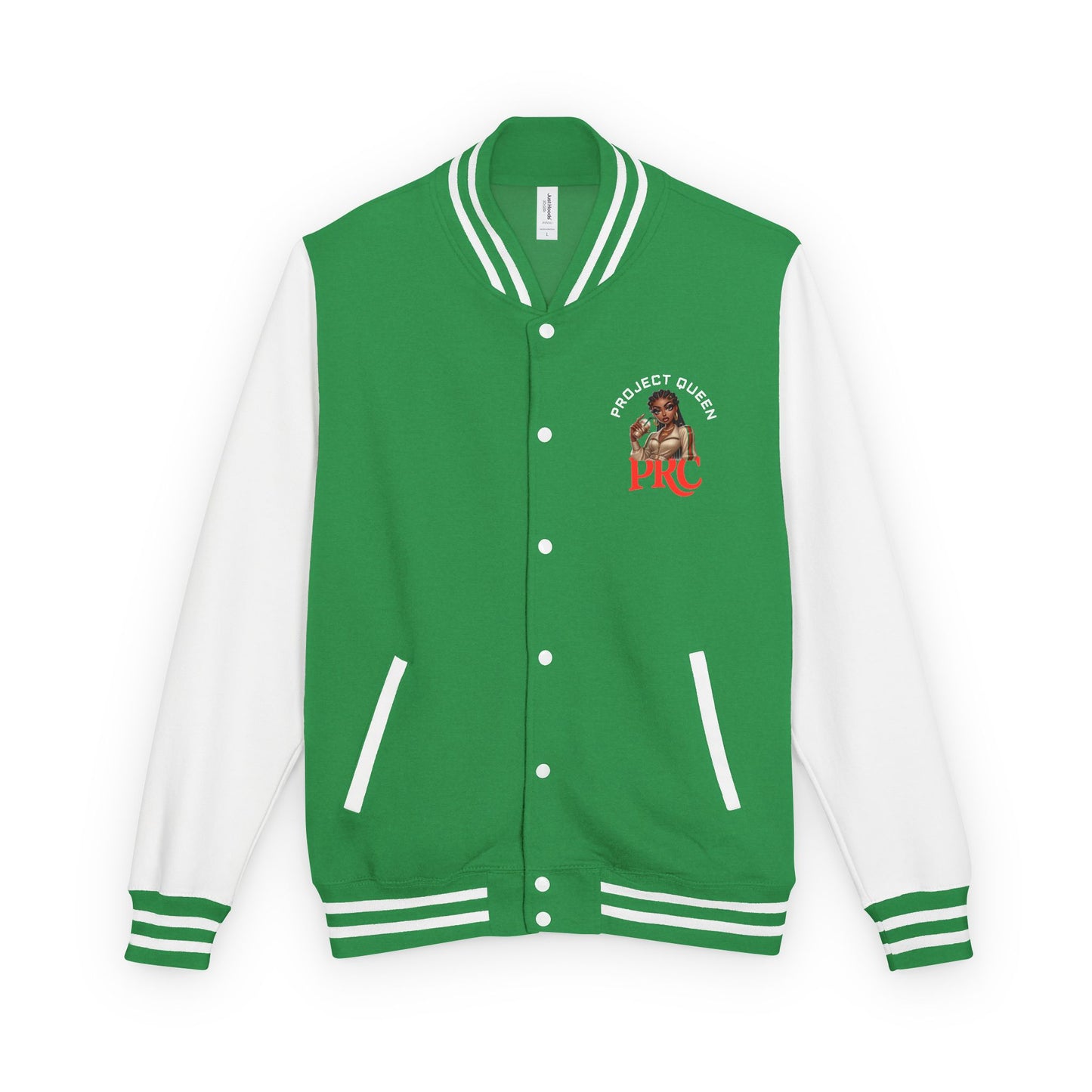 PRC Project Queen Letterman Jacket — Project Roots Co. Green Crest Varsity Jacket