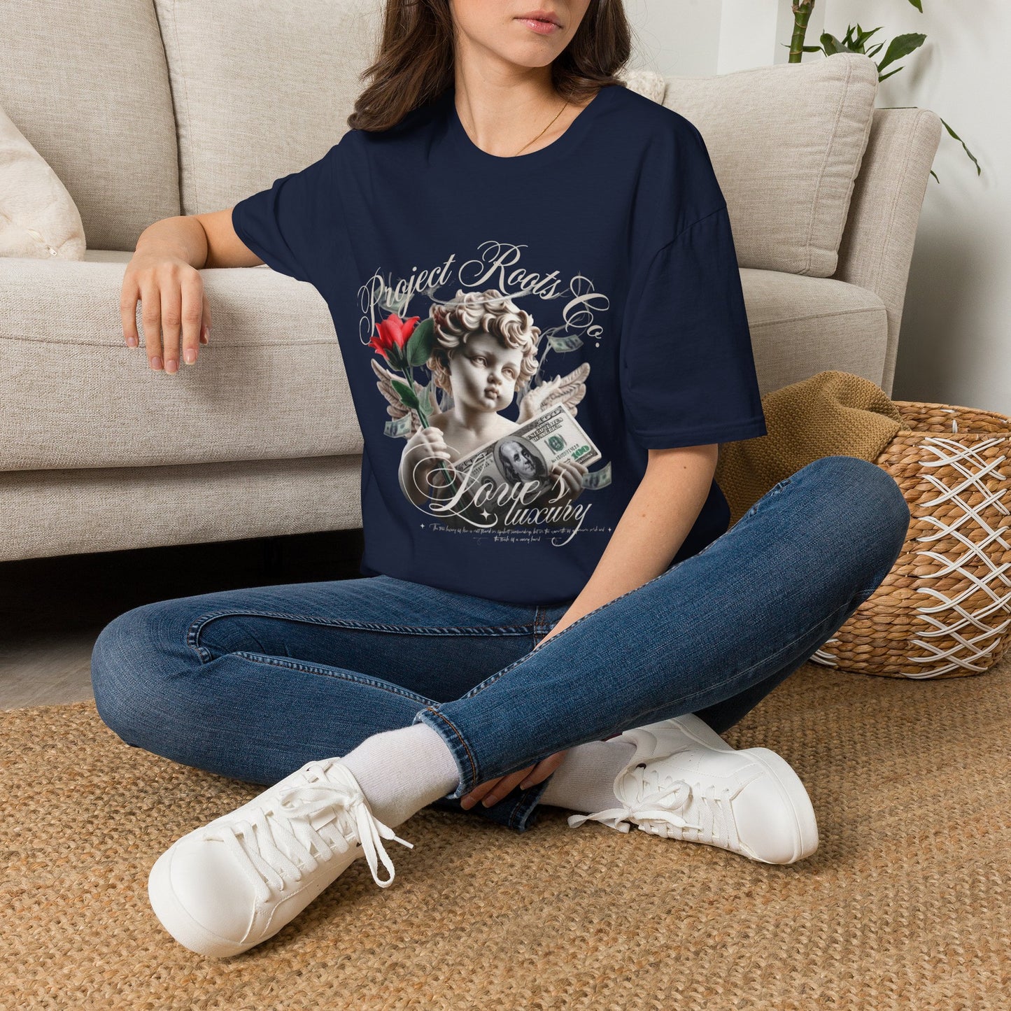 Angel Statue Floral T‑Shirt — Project Roots Co. Vintage Cherub Graphic Tee