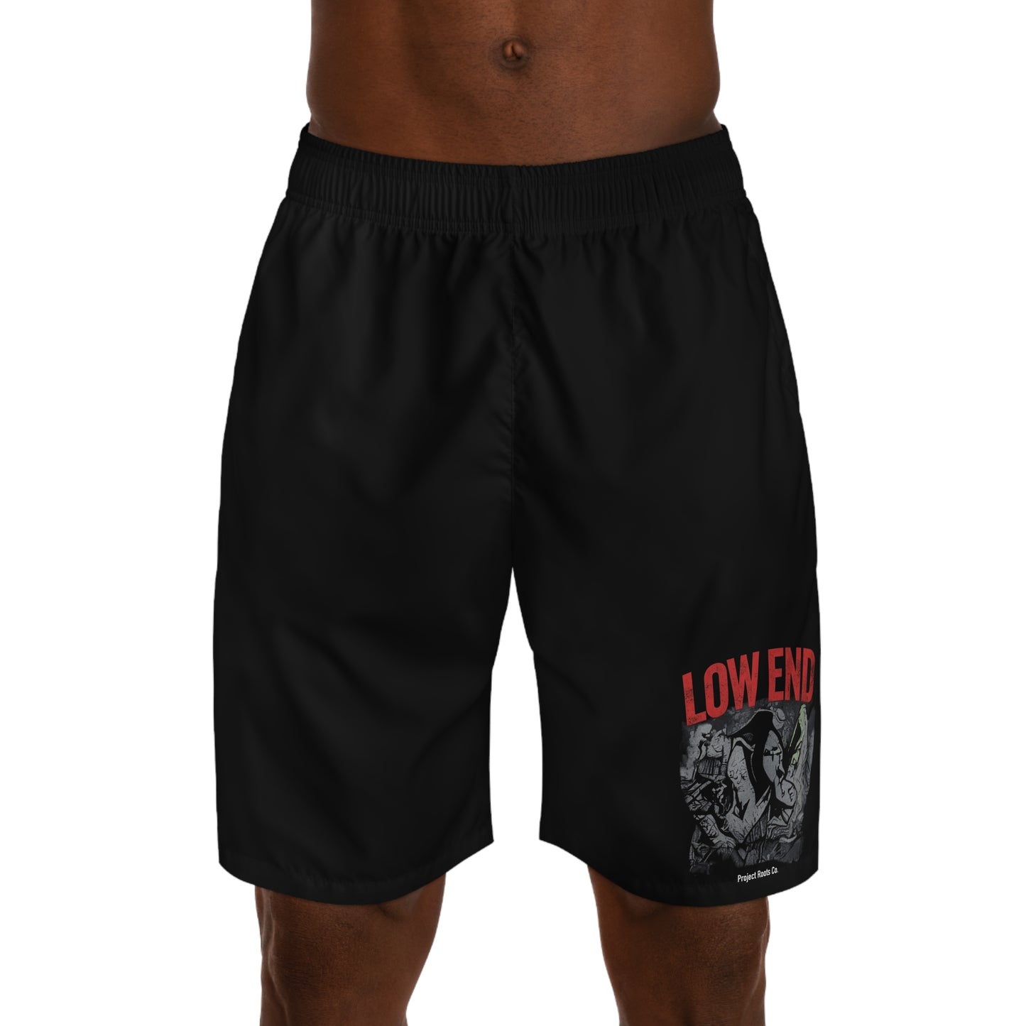 Low End Men's Black Jogger Shorts with 'Low End University' Crest – Athletic Casual Summer Shorts