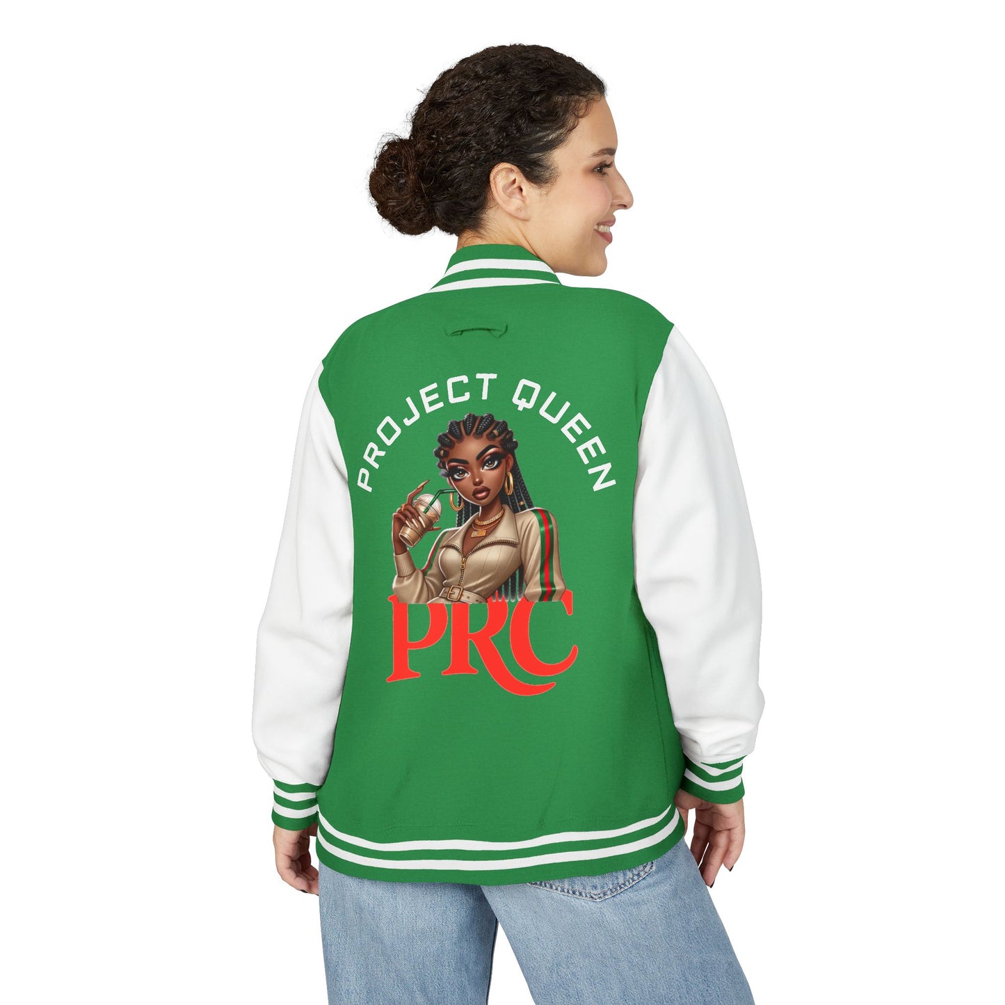 PRC Project Queen Letterman Jacket — Project Roots Co. Green Crest Varsity Jacket