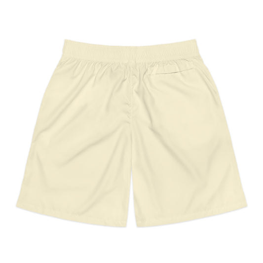 Low End  Men's Tan Jogger Shorts with 'Low End University' Crest – Athletic Casual Summer Shorts
